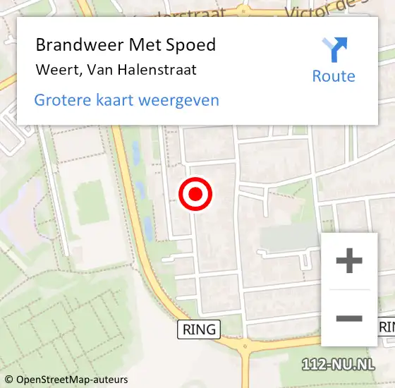 Locatie op kaart van de 112 melding: Brandweer Met Spoed Naar Weert, Van Halenstraat op 19 mei 2022 13:25