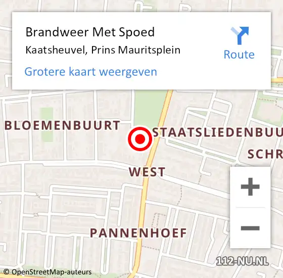 Locatie op kaart van de 112 melding: Brandweer Met Spoed Naar Kaatsheuvel, Prins Mauritsplein op 19 mei 2022 13:28