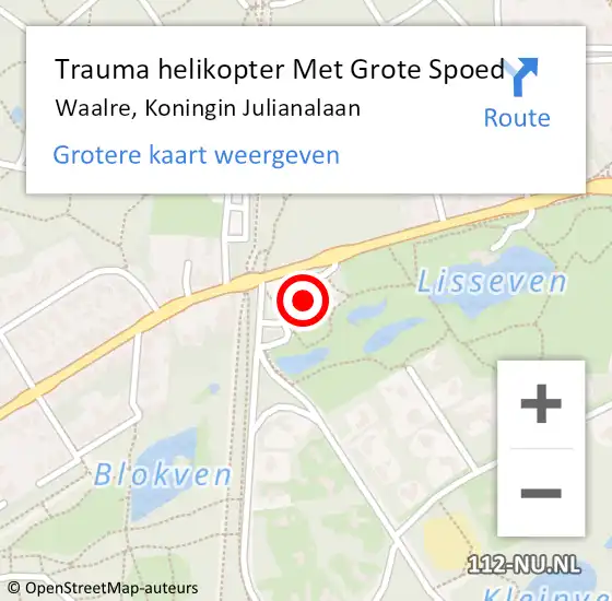 Locatie op kaart van de 112 melding: Trauma helikopter Met Grote Spoed Naar Waalre, Koningin Julianalaan op 19 mei 2022 13:49