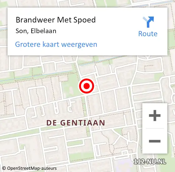 Locatie op kaart van de 112 melding: Brandweer Met Spoed Naar Son, Elbelaan op 19 mei 2022 13:53