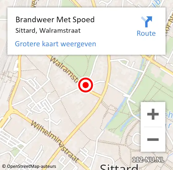 Locatie op kaart van de 112 melding: Brandweer Met Spoed Naar Sittard, Walramstraat op 19 mei 2022 13:53