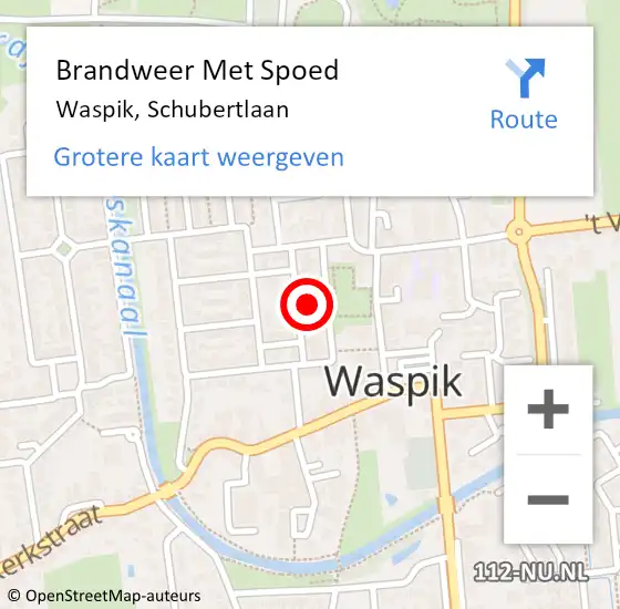 Locatie op kaart van de 112 melding: Brandweer Met Spoed Naar Waspik, Schubertlaan op 19 mei 2022 13:55