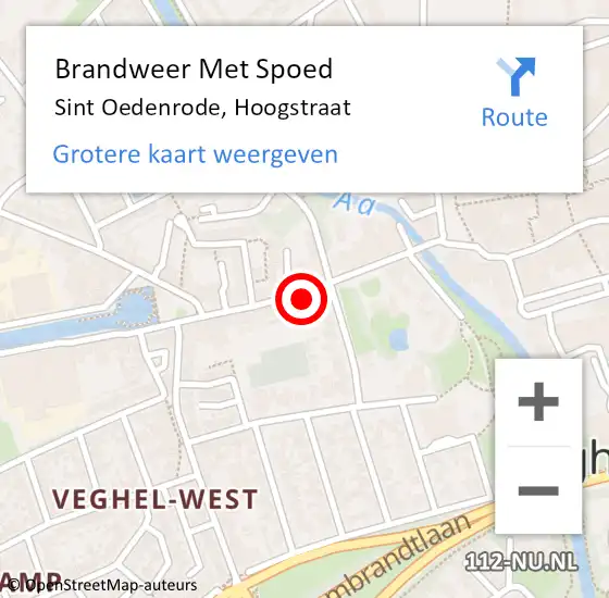 Locatie op kaart van de 112 melding: Brandweer Met Spoed Naar Sint Oedenrode, Hoogstraat op 19 mei 2022 13:57