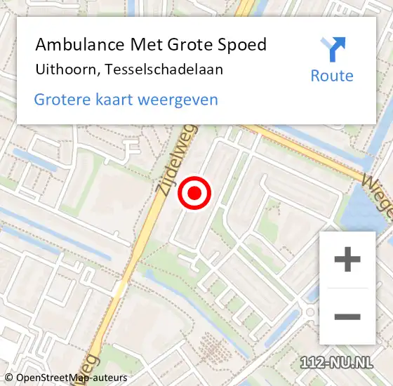 Locatie op kaart van de 112 melding: Ambulance Met Grote Spoed Naar Uithoorn, Tesselschadelaan op 19 mei 2022 14:12