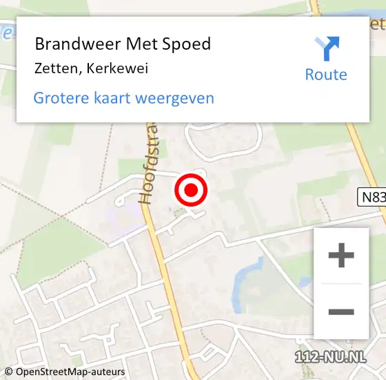 Locatie op kaart van de 112 melding: Brandweer Met Spoed Naar Zetten, Kerkewei op 19 mei 2022 14:15