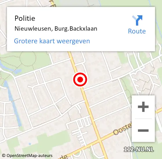 Locatie op kaart van de 112 melding: Politie Nieuwleusen, Burg.Backxlaan op 19 mei 2022 14:16