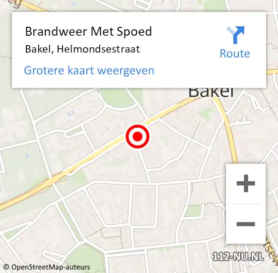Locatie op kaart van de 112 melding: Brandweer Met Spoed Naar Bakel, Helmondsestraat op 19 mei 2022 14:17