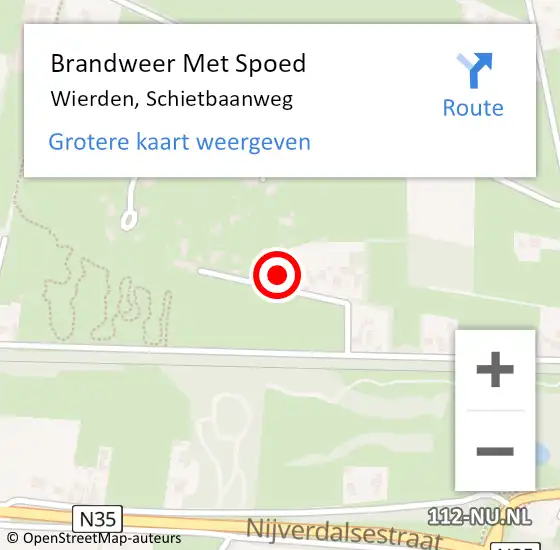 Locatie op kaart van de 112 melding: Brandweer Met Spoed Naar Wierden, Schietbaanweg op 19 mei 2022 14:18