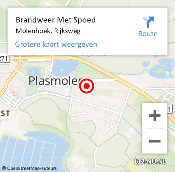 Locatie op kaart van de 112 melding: Brandweer Met Spoed Naar Molenhoek, Rijksweg op 19 mei 2022 14:19