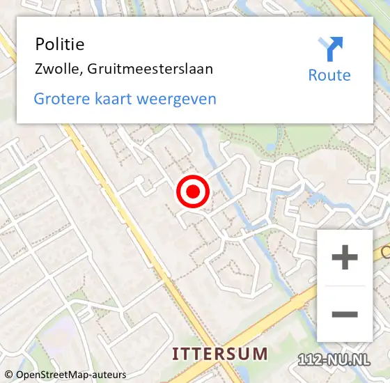 Locatie op kaart van de 112 melding: Politie Zwolle, Gruitmeesterslaan op 19 mei 2022 14:19