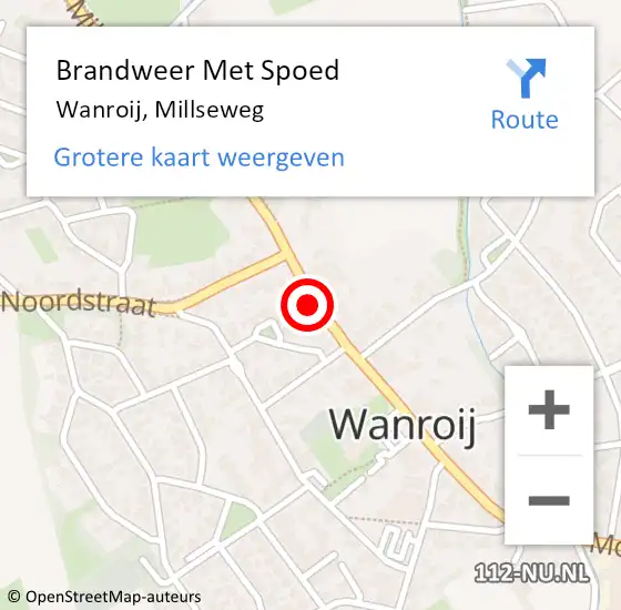 Locatie op kaart van de 112 melding: Brandweer Met Spoed Naar Wanroij, Millseweg op 19 mei 2022 14:22