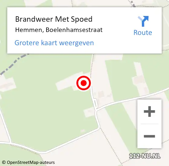 Locatie op kaart van de 112 melding: Brandweer Met Spoed Naar Hemmen, Boelenhamsestraat op 19 mei 2022 14:22