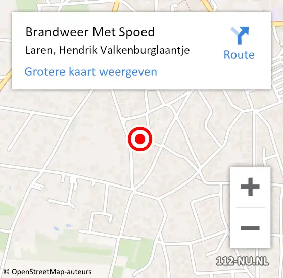 Locatie op kaart van de 112 melding: Brandweer Met Spoed Naar Laren, Hendrik Valkenburglaantje op 19 mei 2022 14:23