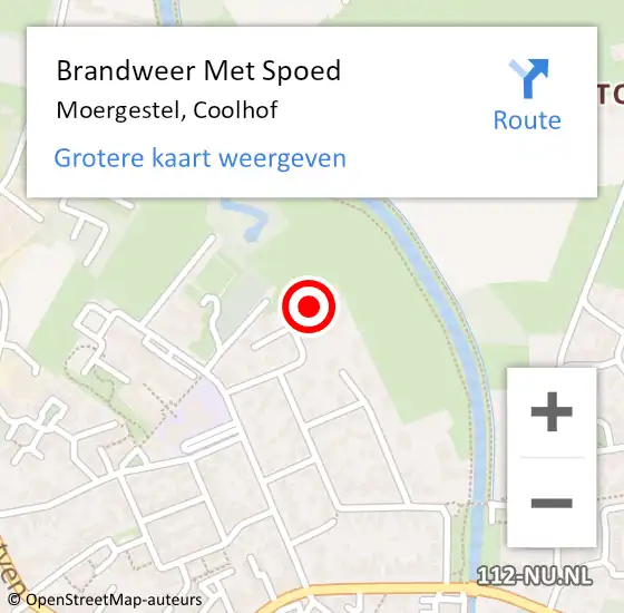 Locatie op kaart van de 112 melding: Brandweer Met Spoed Naar Moergestel, Coolhof op 19 mei 2022 14:28