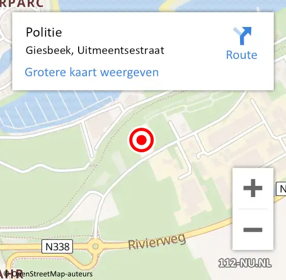 Locatie op kaart van de 112 melding: Politie Giesbeek, Uitmeentsestraat op 19 mei 2022 14:38