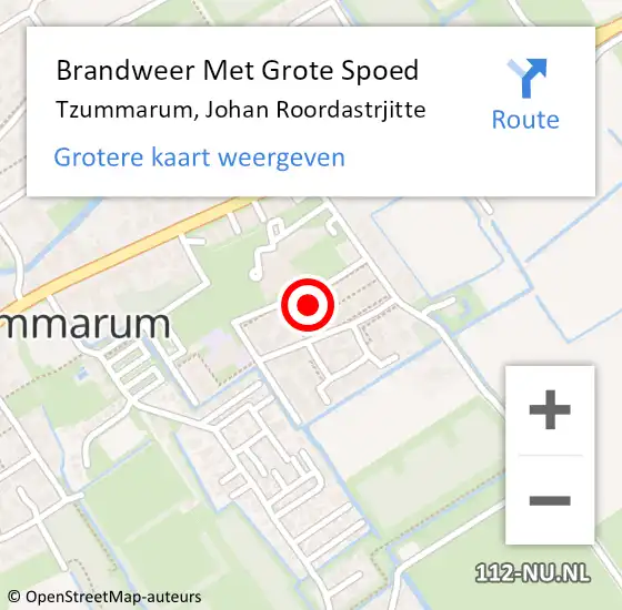 Locatie op kaart van de 112 melding: Brandweer Met Grote Spoed Naar Tzummarum, Johan Roordastrjitte op 19 mei 2022 14:39