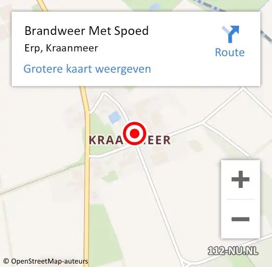 Locatie op kaart van de 112 melding: Brandweer Met Spoed Naar Erp, Kraanmeer op 19 mei 2022 14:42