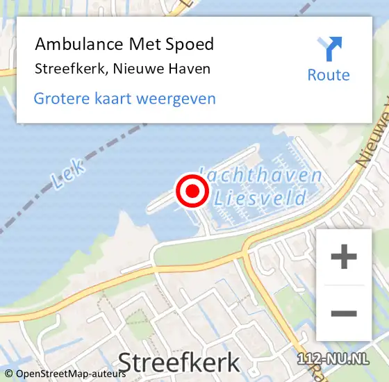 Locatie op kaart van de 112 melding: Ambulance Met Spoed Naar Streefkerk, Nieuwe Haven op 19 mei 2022 14:49