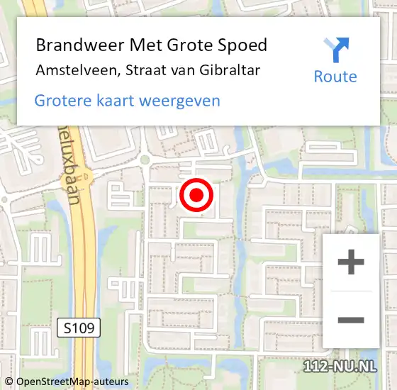 Locatie op kaart van de 112 melding: Brandweer Met Grote Spoed Naar Amstelveen, Straat van Gibraltar op 19 mei 2022 14:53