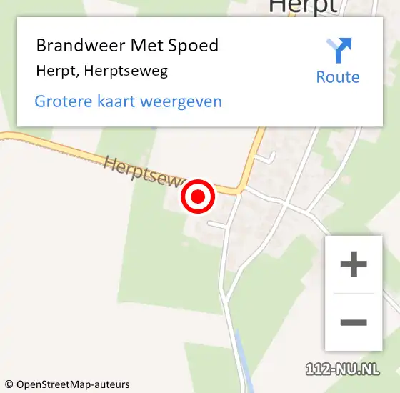 Locatie op kaart van de 112 melding: Brandweer Met Spoed Naar Herpt, Herptseweg op 19 mei 2022 14:56