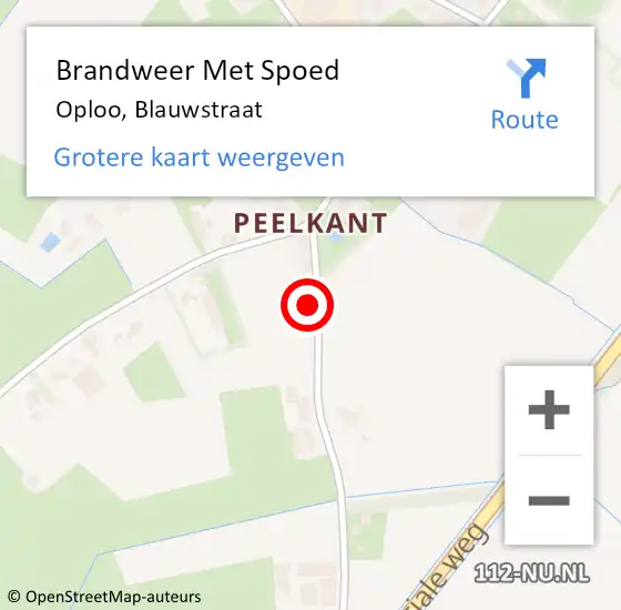 Locatie op kaart van de 112 melding: Brandweer Met Spoed Naar Oploo, Blauwstraat op 19 mei 2022 14:57