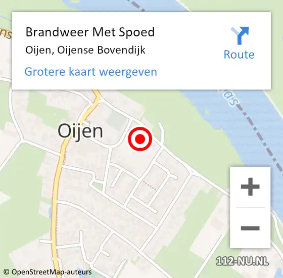 Locatie op kaart van de 112 melding: Brandweer Met Spoed Naar Oijen, Oijense Bovendijk op 19 mei 2022 14:59