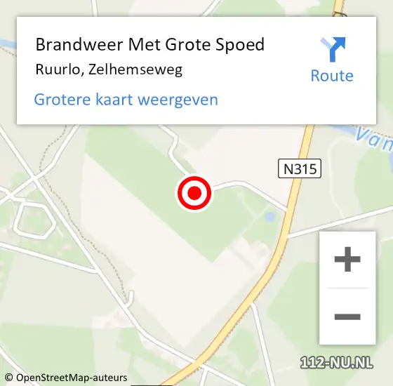 Locatie op kaart van de 112 melding: Brandweer Met Grote Spoed Naar Ruurlo, Zelhemseweg op 19 mei 2022 15:01