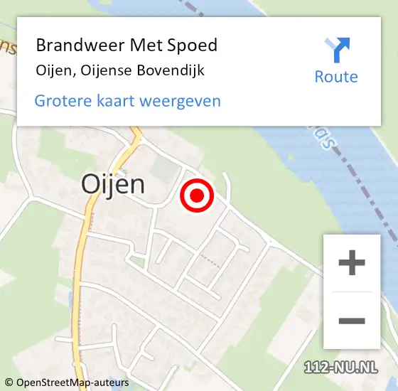 Locatie op kaart van de 112 melding: Brandweer Met Spoed Naar Oijen, Oijense Bovendijk op 19 mei 2022 15:02