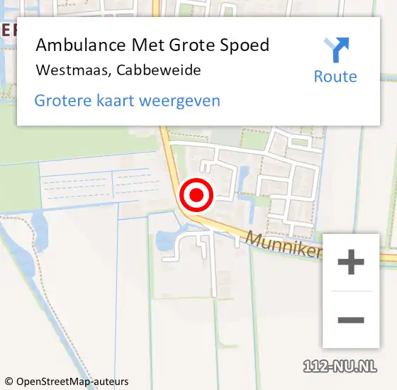 Locatie op kaart van de 112 melding: Ambulance Met Grote Spoed Naar Westmaas, Cabbeweide op 19 mei 2022 15:05