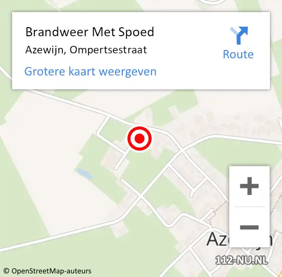 Locatie op kaart van de 112 melding: Brandweer Met Spoed Naar Azewijn, Ompertsestraat op 19 mei 2022 15:09