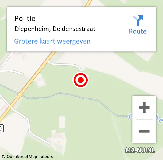 Locatie op kaart van de 112 melding: Politie Diepenheim, Deldensestraat op 19 mei 2022 15:15