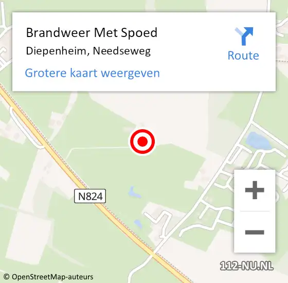 Locatie op kaart van de 112 melding: Brandweer Met Spoed Naar Diepenheim, Needseweg op 19 mei 2022 15:31