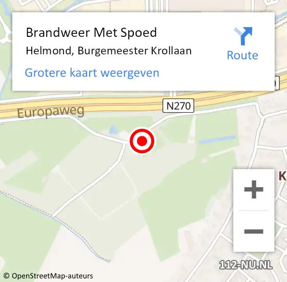 Locatie op kaart van de 112 melding: Brandweer Met Spoed Naar Helmond, Burgemeester Krollaan op 19 mei 2022 15:33