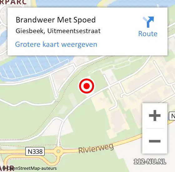 Locatie op kaart van de 112 melding: Brandweer Met Spoed Naar Giesbeek, Uitmeentsestraat op 19 mei 2022 15:33