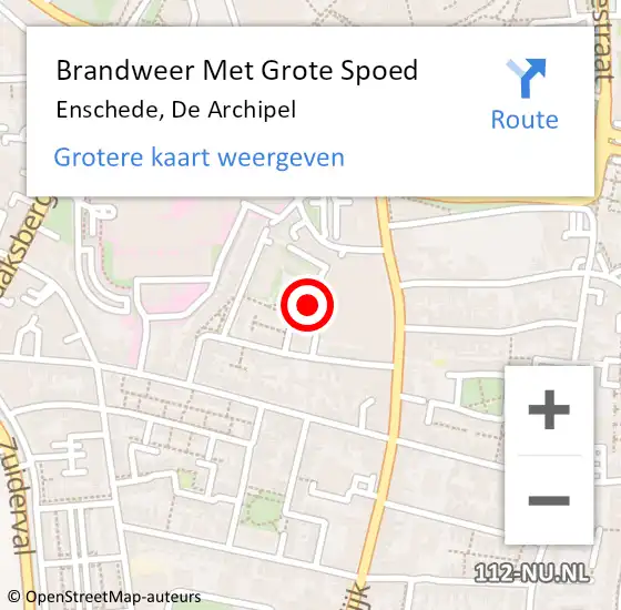 Locatie op kaart van de 112 melding: Brandweer Met Grote Spoed Naar Enschede, De Archipel op 19 mei 2022 15:37