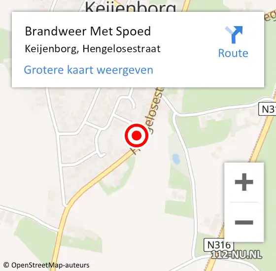Locatie op kaart van de 112 melding: Brandweer Met Spoed Naar Keijenborg, Hengelosestraat op 19 mei 2022 15:38