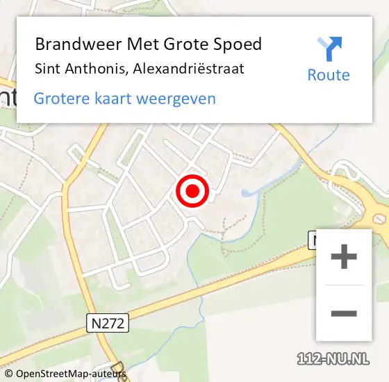 Locatie op kaart van de 112 melding: Brandweer Met Grote Spoed Naar Sint Anthonis, Alexandriëstraat op 19 mei 2022 15:39