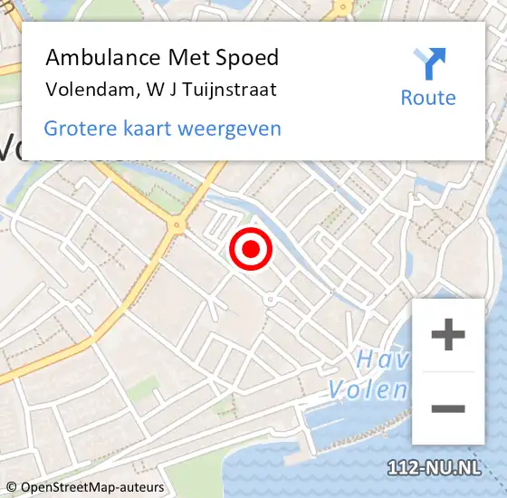 Locatie op kaart van de 112 melding: Ambulance Met Spoed Naar Volendam, W J Tuijnstraat op 19 mei 2022 15:40