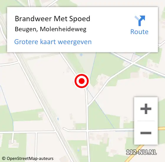 Locatie op kaart van de 112 melding: Brandweer Met Spoed Naar Beugen, Molenheideweg op 19 mei 2022 15:41