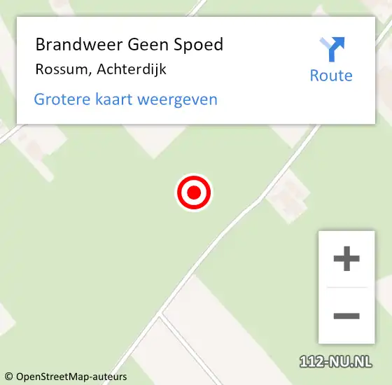 Locatie op kaart van de 112 melding: Brandweer Geen Spoed Naar Rossum, Achterdijk op 19 mei 2022 15:43