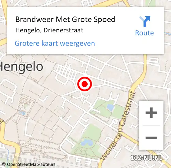 Locatie op kaart van de 112 melding: Brandweer Met Grote Spoed Naar Hengelo, Drienerstraat op 19 mei 2022 15:47