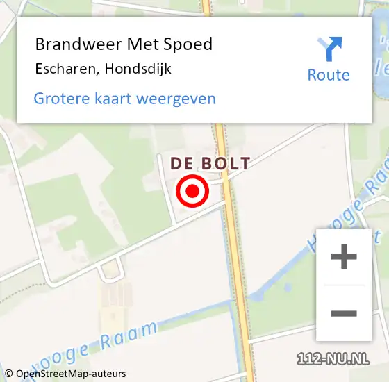 Locatie op kaart van de 112 melding: Brandweer Met Spoed Naar Escharen, Hondsdijk op 19 mei 2022 15:51