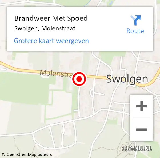 Locatie op kaart van de 112 melding: Brandweer Met Spoed Naar Swolgen, Molenstraat op 19 mei 2022 15:51