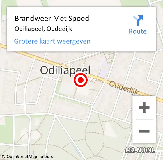 Locatie op kaart van de 112 melding: Brandweer Met Spoed Naar Odiliapeel, Oudedijk op 19 mei 2022 15:51