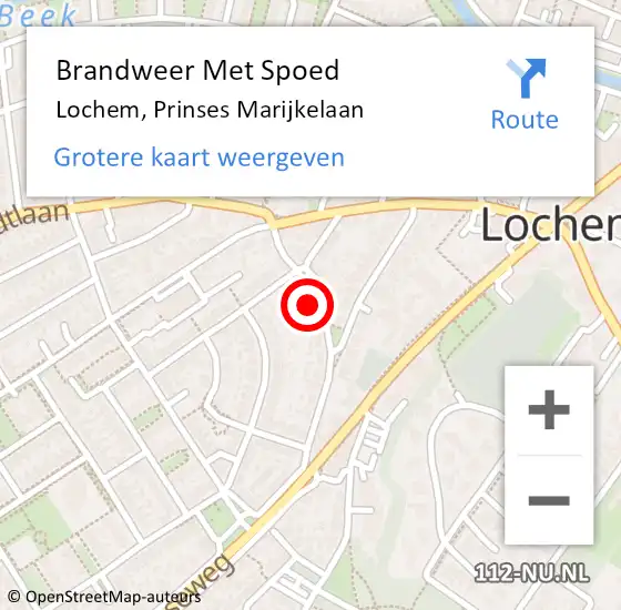 Locatie op kaart van de 112 melding: Brandweer Met Spoed Naar Lochem, Prinses Marijkelaan op 19 mei 2022 15:52