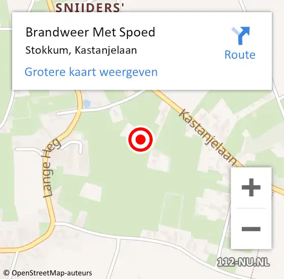Locatie op kaart van de 112 melding: Brandweer Met Spoed Naar Stokkum, Kastanjelaan op 19 mei 2022 15:53