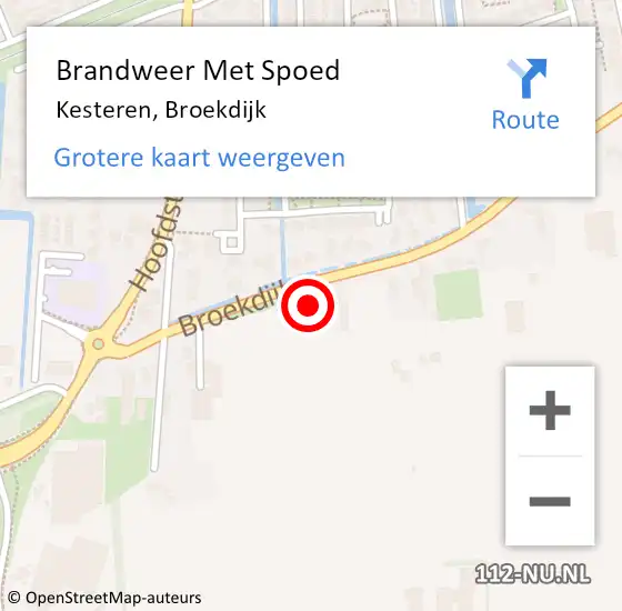 Locatie op kaart van de 112 melding: Brandweer Met Spoed Naar Kesteren, Broekdijk op 19 mei 2022 15:54