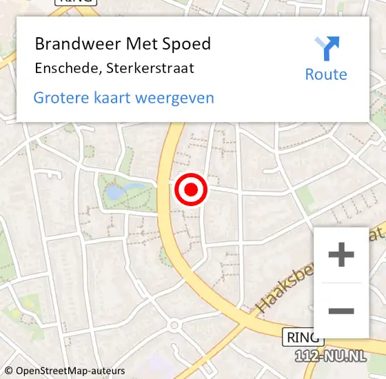 Locatie op kaart van de 112 melding: Brandweer Met Spoed Naar Enschede, Sterkerstraat op 19 mei 2022 15:57