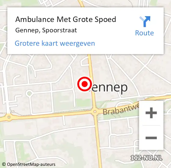 Locatie op kaart van de 112 melding: Ambulance Met Grote Spoed Naar Gennep, Spoorstraat op 19 mei 2022 16:03