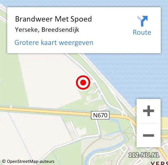 Locatie op kaart van de 112 melding: Brandweer Met Spoed Naar Yerseke, Breedsendijk op 19 mei 2022 16:04